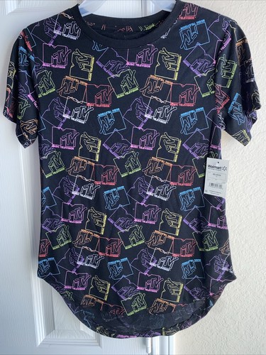 MTV Music Television Juniors' Scoop Neck Graphic T-Shirt Black XS (1) New - Picture 2 of 7