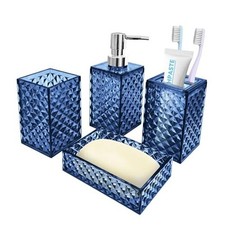 Bathroom Accessory Set, 4 PCS Bathroom Accessories Sets, Soap 4pcs Blue