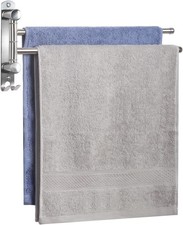 Polished Stainless Steel Towel Rack - Dual Arms and Quick-Dry Functionality