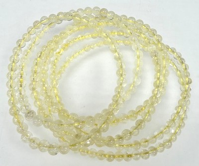 Wholesale Lot 6 Pcs Natural Lemon Quartz 4mm 7.5  Crystal Stretch Bracelet