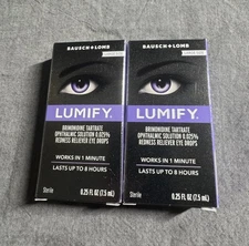 LUMIFY Redness Reliever Eye Drops 2 PACK BUNDLE 0.25oz 7.5ml ea BRAND NEW SEALED