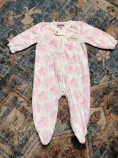 Juicy Couture Baby Girls Fleece Footed Sleep Play Coverall Pink Crown Print