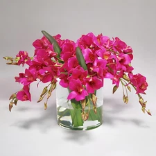 New Luxury Fuchsia Dendrobium Orchid Faux Floral Centerpiece Arrangement 20 in