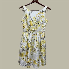 Jessica Howard Belted Floral-Print Pleated Dress Tea Party Size 8