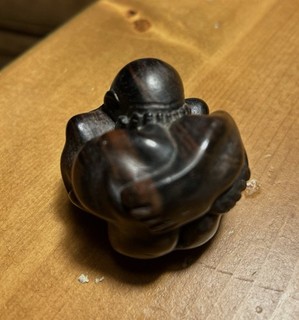 Weeping Buddha Orang Malu Hand Carved Dark Wood Yogi Man Boho 2.0” Tall