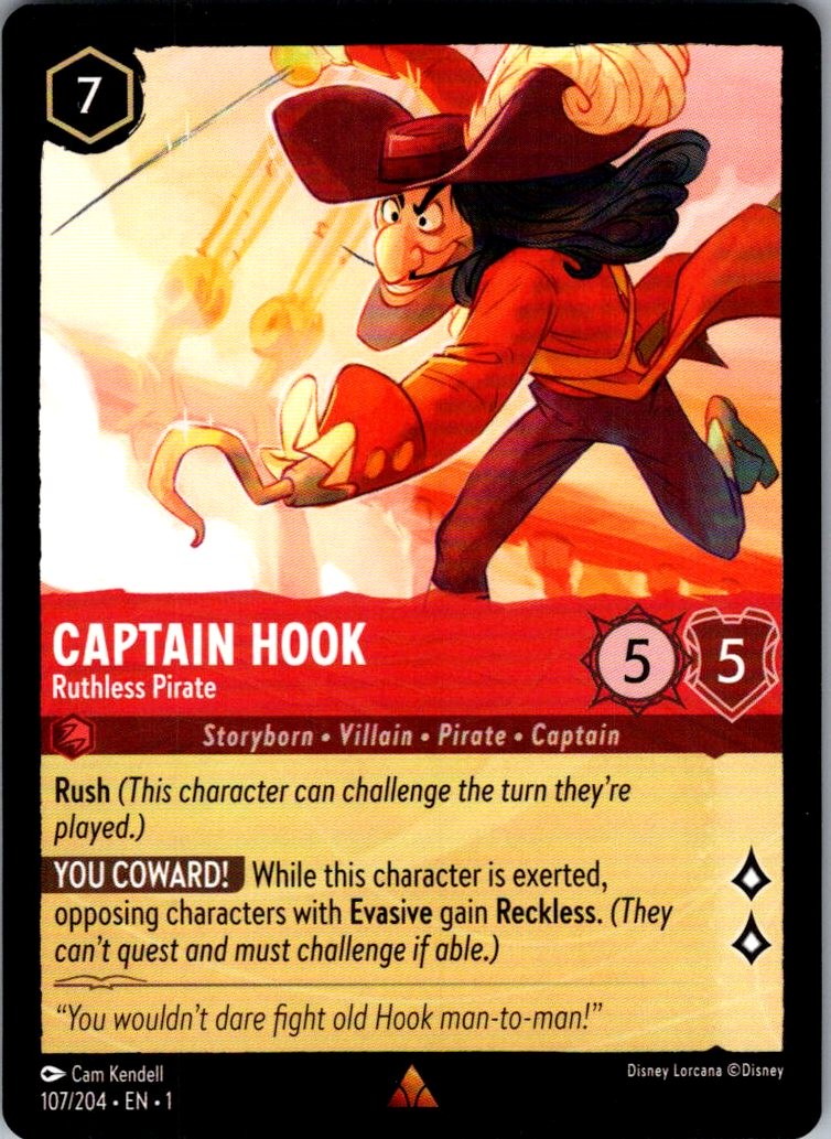 Captain Hook - Ruthless Pirate The First Chapter 107/204 Rare Lorcana Near Mint