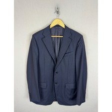 Canali Mens 42L Tall Navy Blue Wool Herringbone Blazer Sport Coat Made in Italy