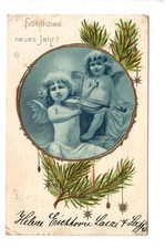 15275- Neujahr * Engel, Geige * Tanne * Prägedruck 1909