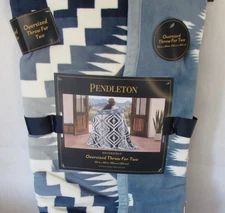 Pendleton Oversized Throw for Two Blue White Designer Blanket Southwest Aztec