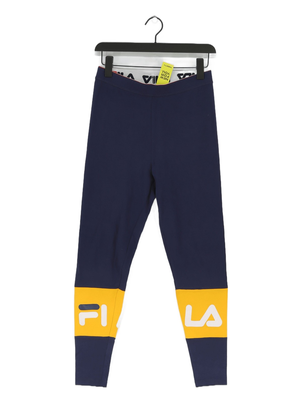 Leggings sportivi donna Fila UK 12 blu cotone grafico con elastan