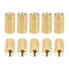 100Pack M3x10mm(DxL) Hex Standoff Spacer Nuts Brass Coupling Screws Copper Tone