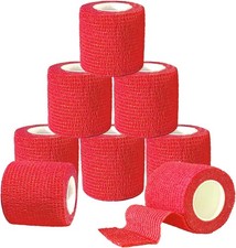 8/pk 2" x 5 Yards Self Adhesive Medical Bandage Cohesive Breathable Wrap Red