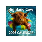 Highland Cow Wall Calendar 2026 Decor Jan-Dec Agenda Thick Paper Monthly Planner
