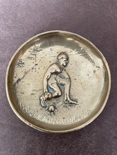 Antique Edwardian Pressed Brass Bowling Ashtray Joseph Walker Birmingham Bowls