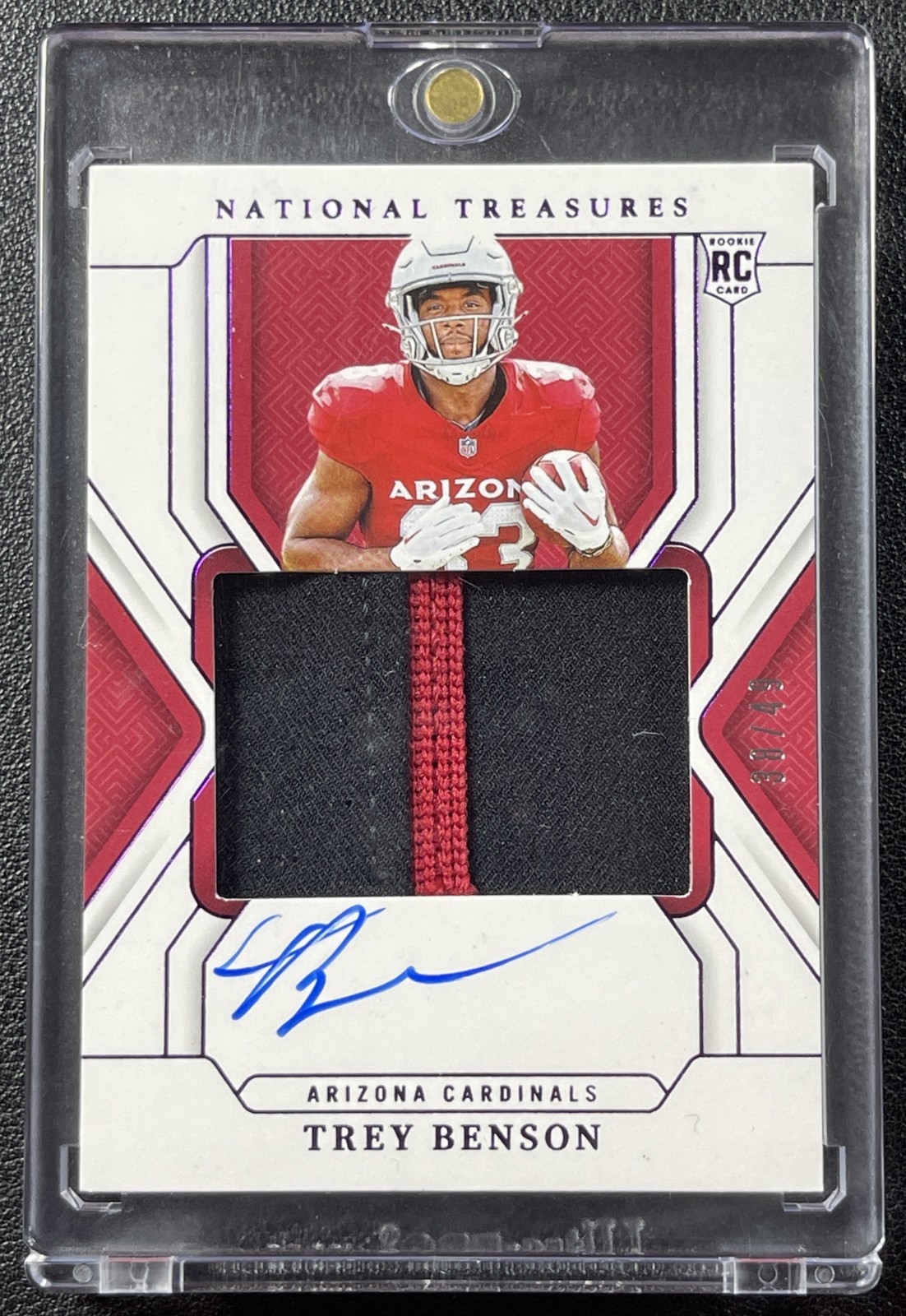 TREY BENSON 2024 PANINI NATIONAL TREASURES 174 ROOKIE PATCH AUTO PURPLE RC 38/49