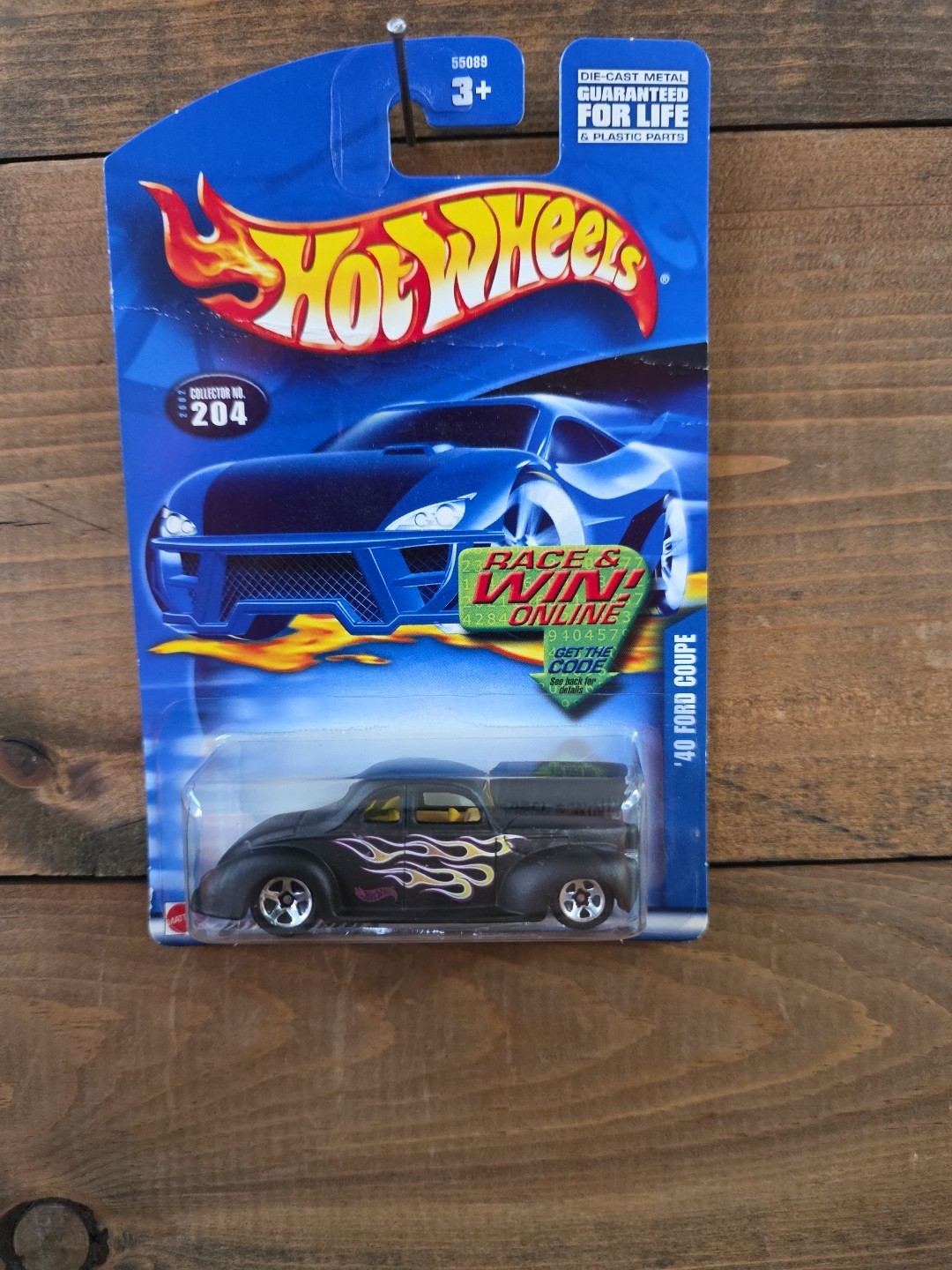 Hot Wheels 35TH Anniversary '40 Ford Coupe #204 Flat Black with Flames