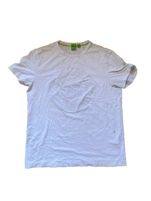 Hugo Boss Logo Emboss T shirt  m Men's new Crew Neck Short Slee White