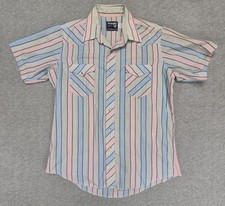 VTG Wrangler Cowboy Cut Shirt Mens 17.5 x 36 Pearl Snap X-Long Tails Plaid USA