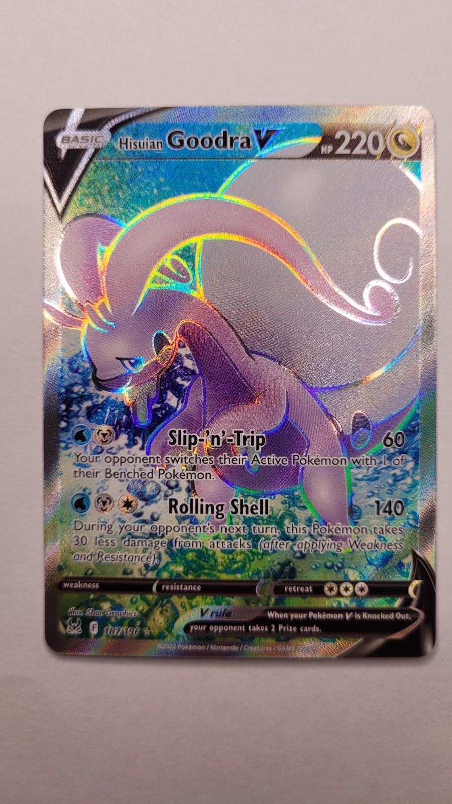 Pokémon Card Hisuian Goodra V 187/196 Lost Origin - Near Mint