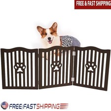 Free Standing Pet Gate Wooden Puppy Barrier Small Dogs Cats Indoor Use