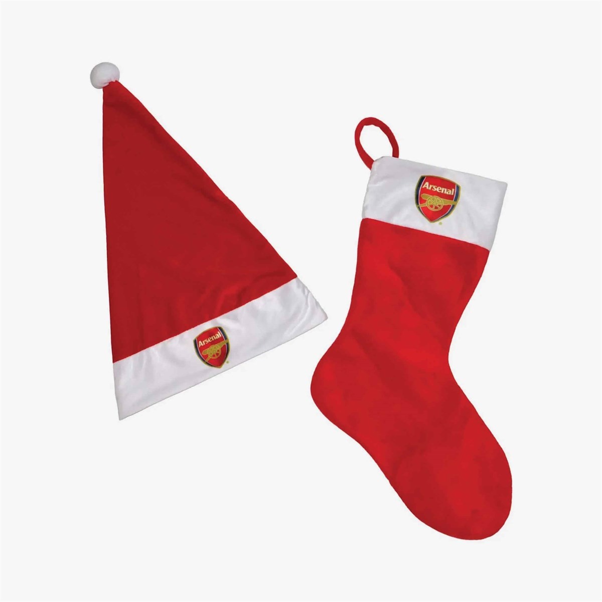 Arsenal FC Felt Santa Hat & Stocking Tree Ornament Set, Gift