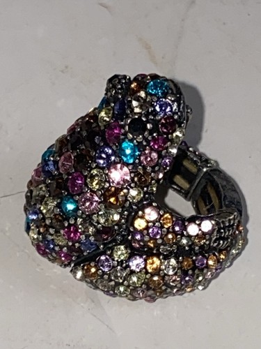 ANELLO ELASTICO RANA STRASS MULTICOLORE VINTAGE - Foto 6 di 9