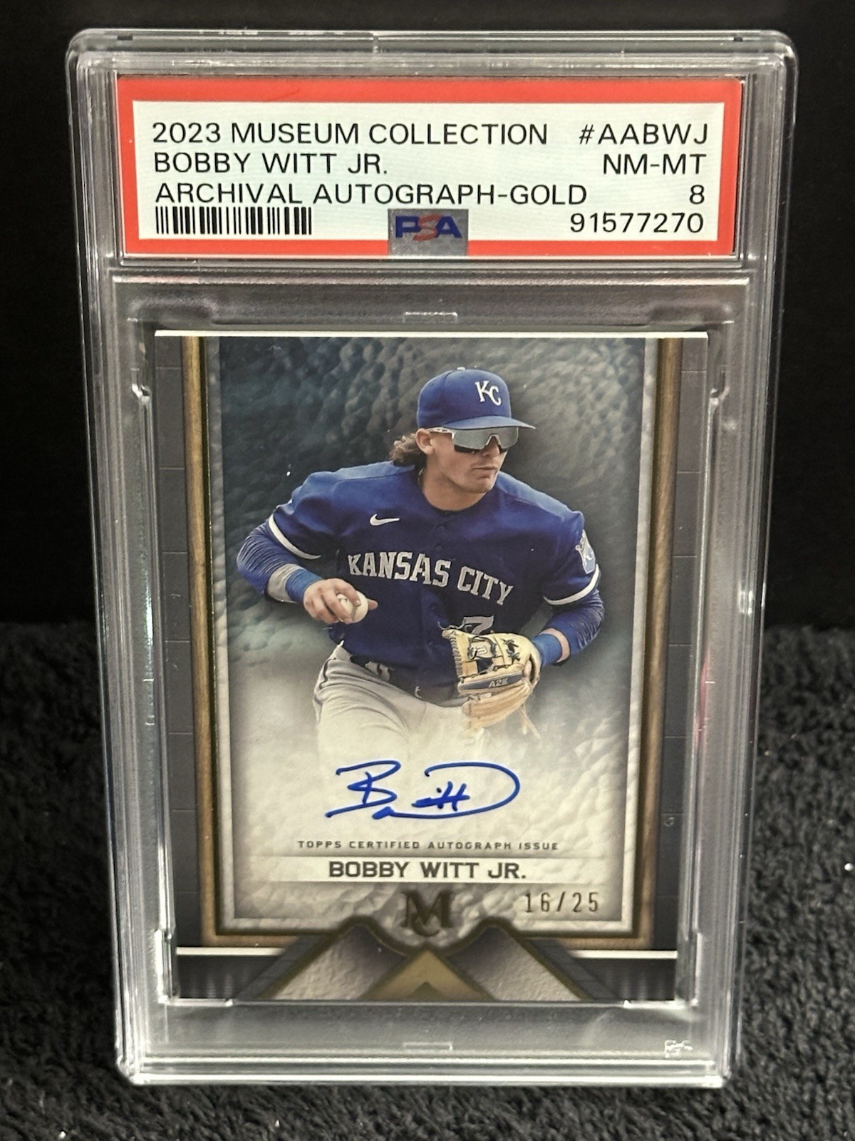 Bobby Witt Jr 2023 Topps Museum Archival Gold Auto /25 PSA 8 POP 1 None Higher