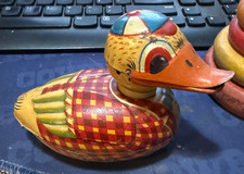 1940 s Tin Litho Duck---Friction Toy----Japan...
