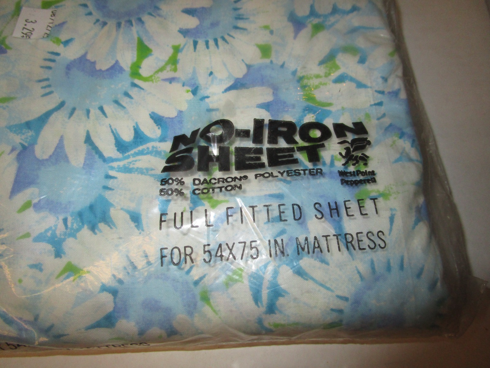 Vtg Lady Pepperell One Full Fitted Floral Sheet No-Iron Muslin 54x75 NOS