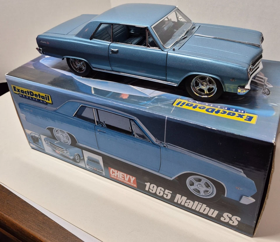 1965 Chevy Malibu SS Exact Detail Replicas 1:18 Diecast Car - Blue - Image 3 of 4