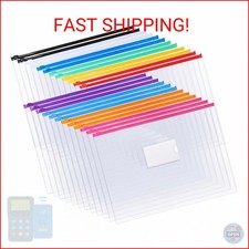 EOOUT 24pcs Plastic Envelopes Poly Zip Envelopes Files Zipper Folders, A4 Size,