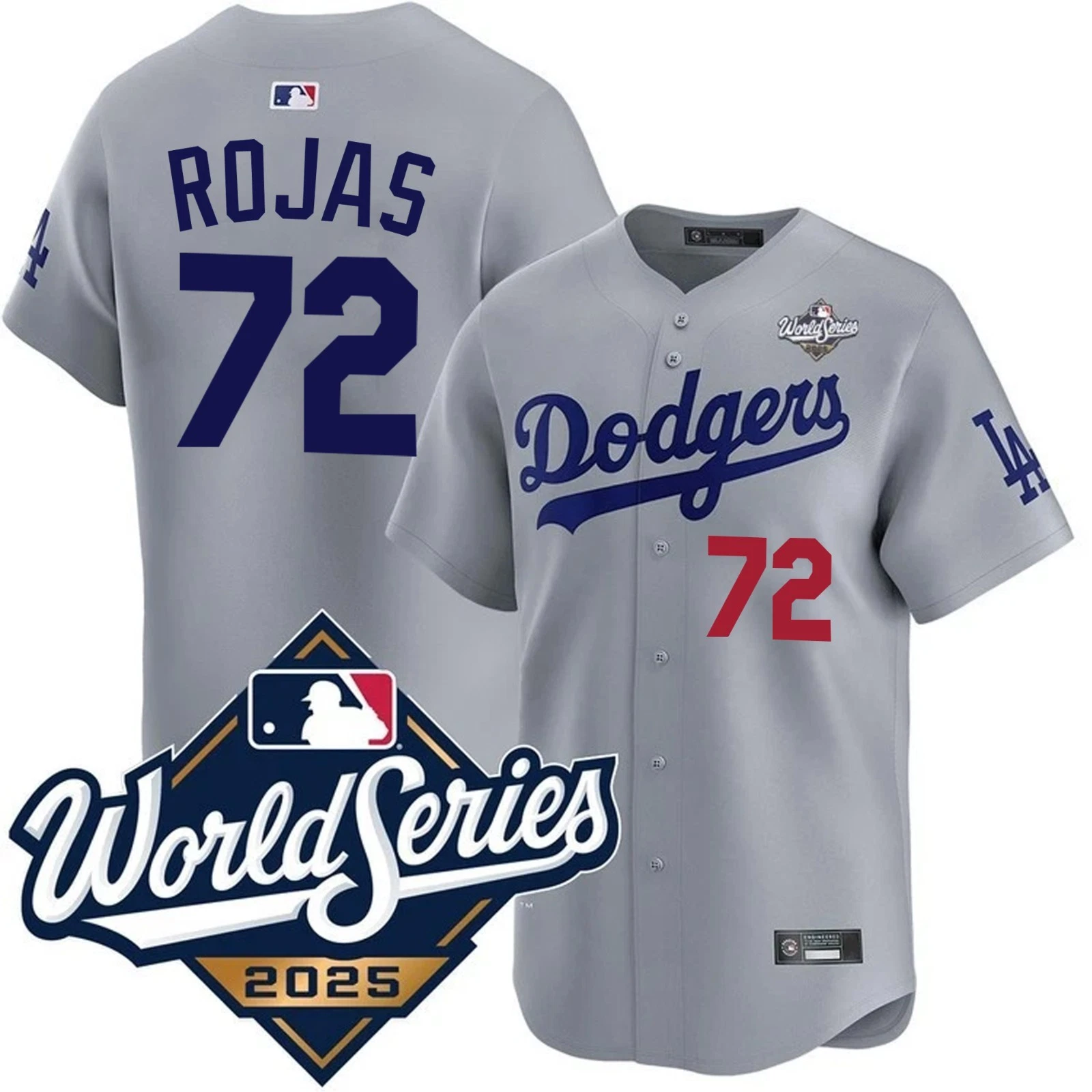 Men's Dodgers #72  Miguel Rojas 2025 World Series Home Replica Player Jersey