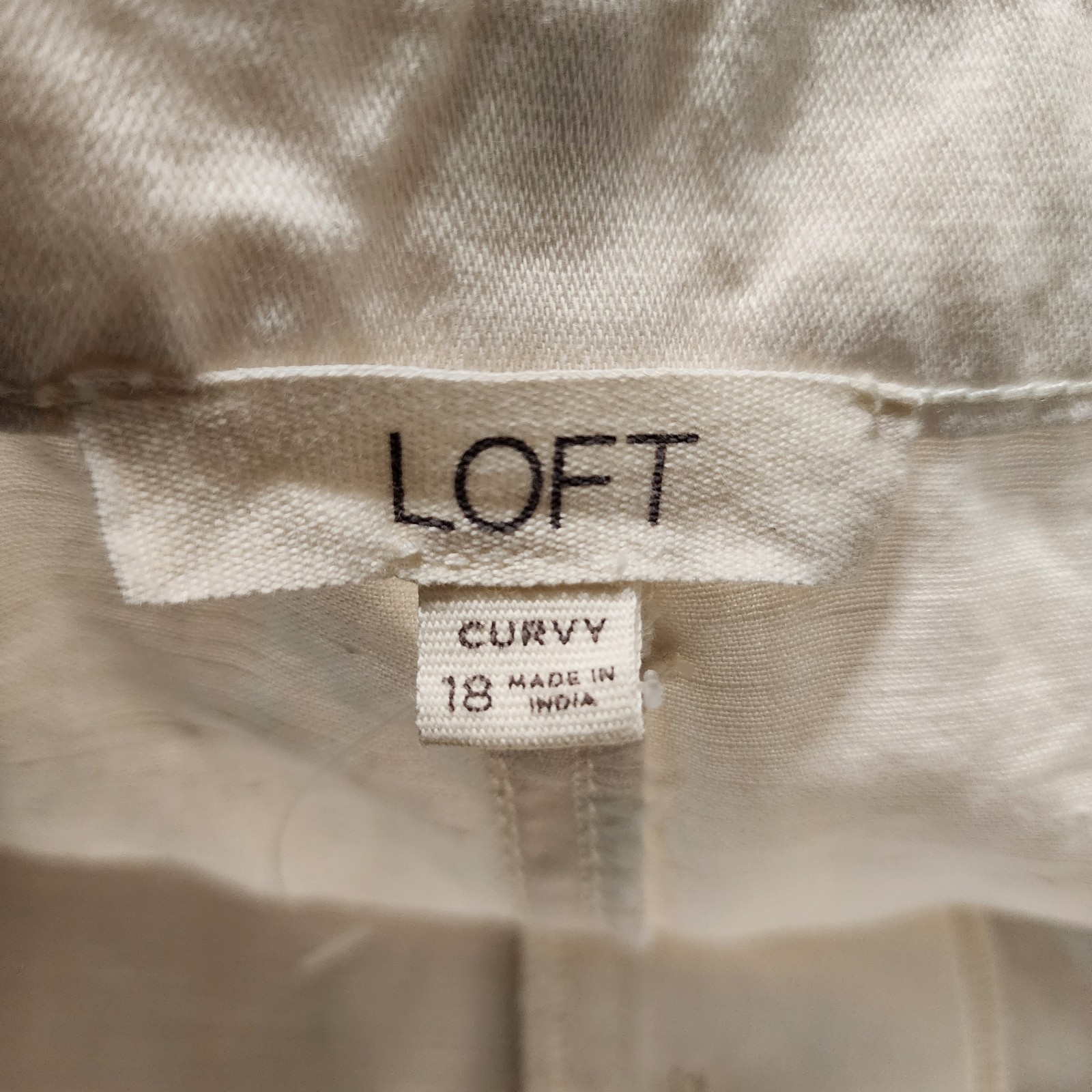 LOFT Casual Shorts Womens 18 Off White Button Front 3.5" Cotton Linen thumbnail 7