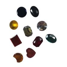 10 - 3/4" Acrylic Button Covers Multi-Color and Shapes vn