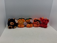 Lot of 5 Halloween Puffkins Plush Vintage Jack Midnight Gordy Trick Satan