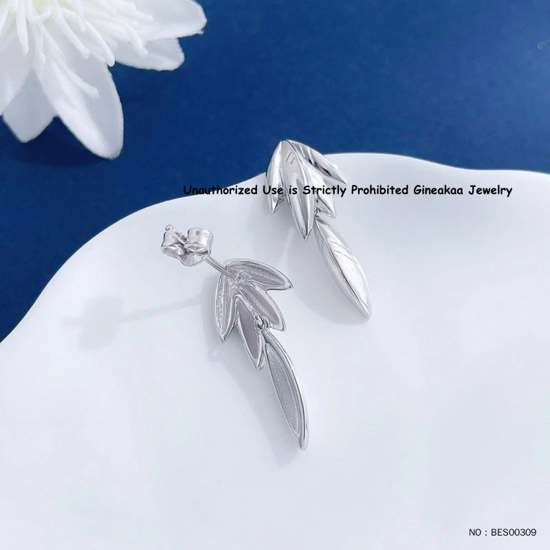 Pendientes de corazón de trigo de la suerte de platino 950 puro PT950 para mujer 5,4-5,5 g 22*10 mm Foto 2 de 4