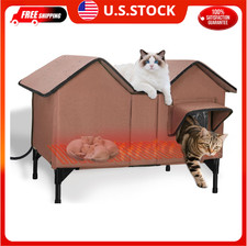Extra Large Heated Cat House for Outside in Winter, Elevated Heated Outdoor