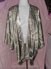 Women  s Boho Paisley Kimono Cardigan Open Front Lightweight Duster S/M