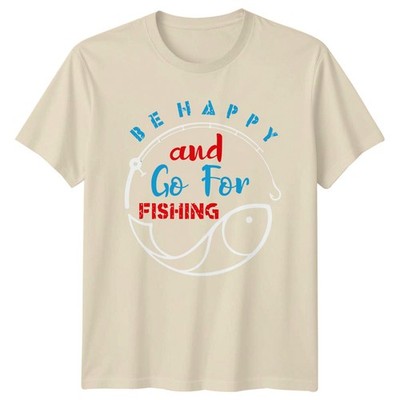 Be Happy And Go For Herren T-Shirt Angeln Angeln Vatertag Geschenk für Ihn