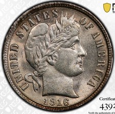 1916 MS62 Barber Dime PCGS Original Type Trueview PQ Nice Toned Flashy