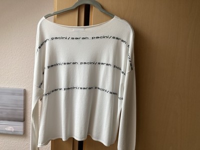 Sarah Pacini Pullover Offwhite mit Schriftzug Einheitsgröße wie neu