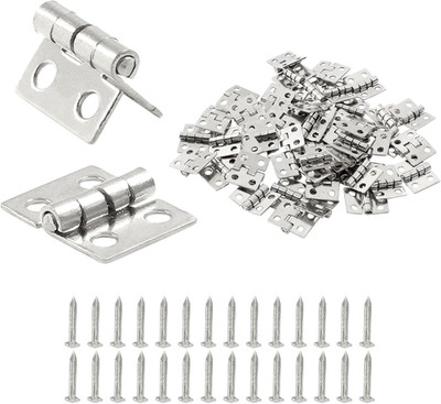 Murtenze 50PCS Silver Mini Brass Hinges for Decoration, 10 X 8Mm Tiny Hinges wit