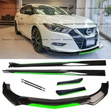 For Nissan Front Bumper Lip Side Skirt Rear Bumper Lip Strut Rods Black Green