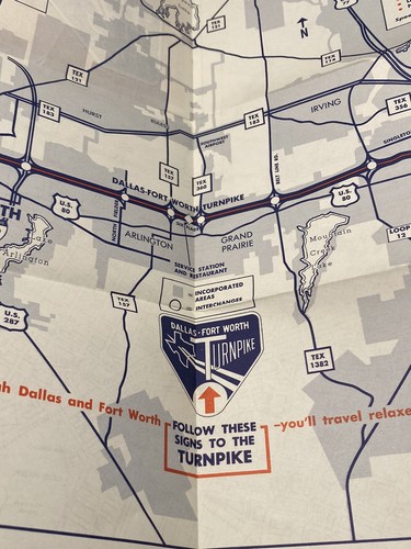 Vintage Pamphlet 1966 Dallas Ft. Worth Turnpike Metro Map Landmark Lodge - Picture 7 of 9