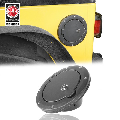 Black Fuel Gas Tank w/ Lock & Key Cap Cover Trim For Jeep Wrangler TJ 1997-2006 - Picture 1 of 11