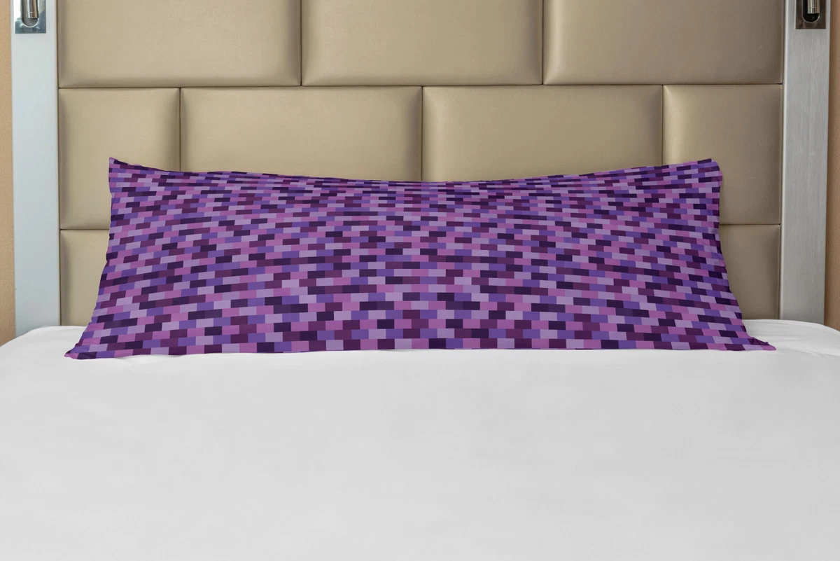 Purple Body Pillow Case Cover with Zipper Abstract Rectangle