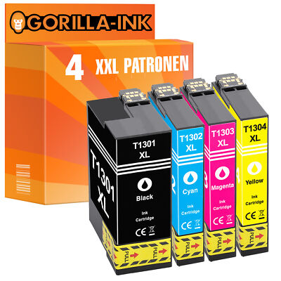 4 Patronen für Epson T1301-1304 Workforce WF-3010 DW WF-3520DWF WF-3530DTWF XXL