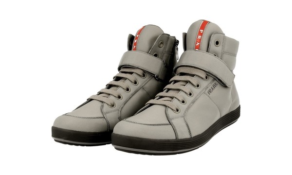 Prada Nylon High-Top Sneaker - Linea Rossa - Grau Schwarz - Neu - 9 43-image