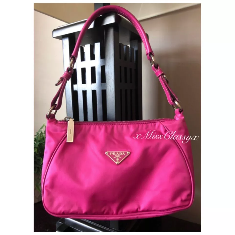 Prada Pink Nylon Top Zip Pochette