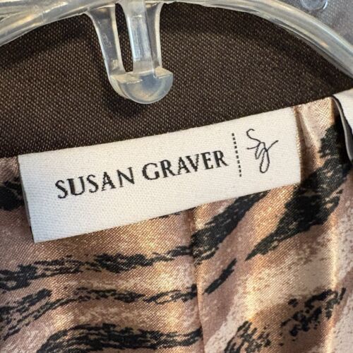 Susan Graver Brown Blazer Jacket Size 3X Pockets Button Lined Leopard Jacket EUC - Picture 3 of 12